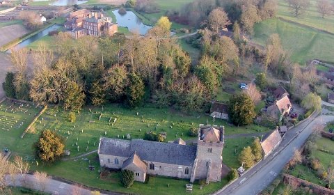 Aerial view of unique Shropshire country wedding venue